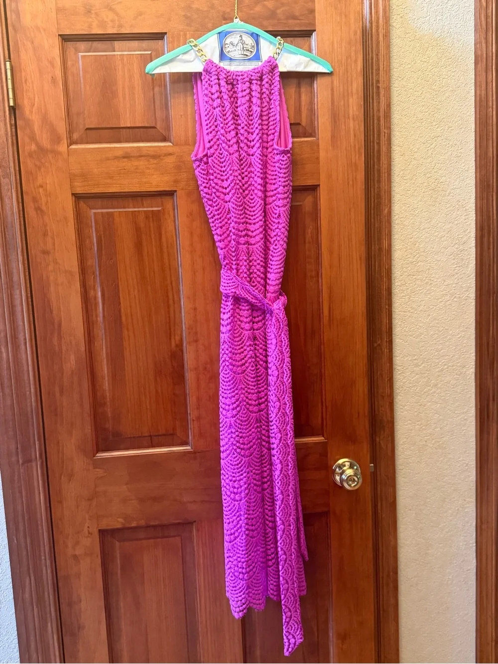 Lily Pulitzer Bright Fuchsia Halter Lace Midi Dress - Picture 3 of 6